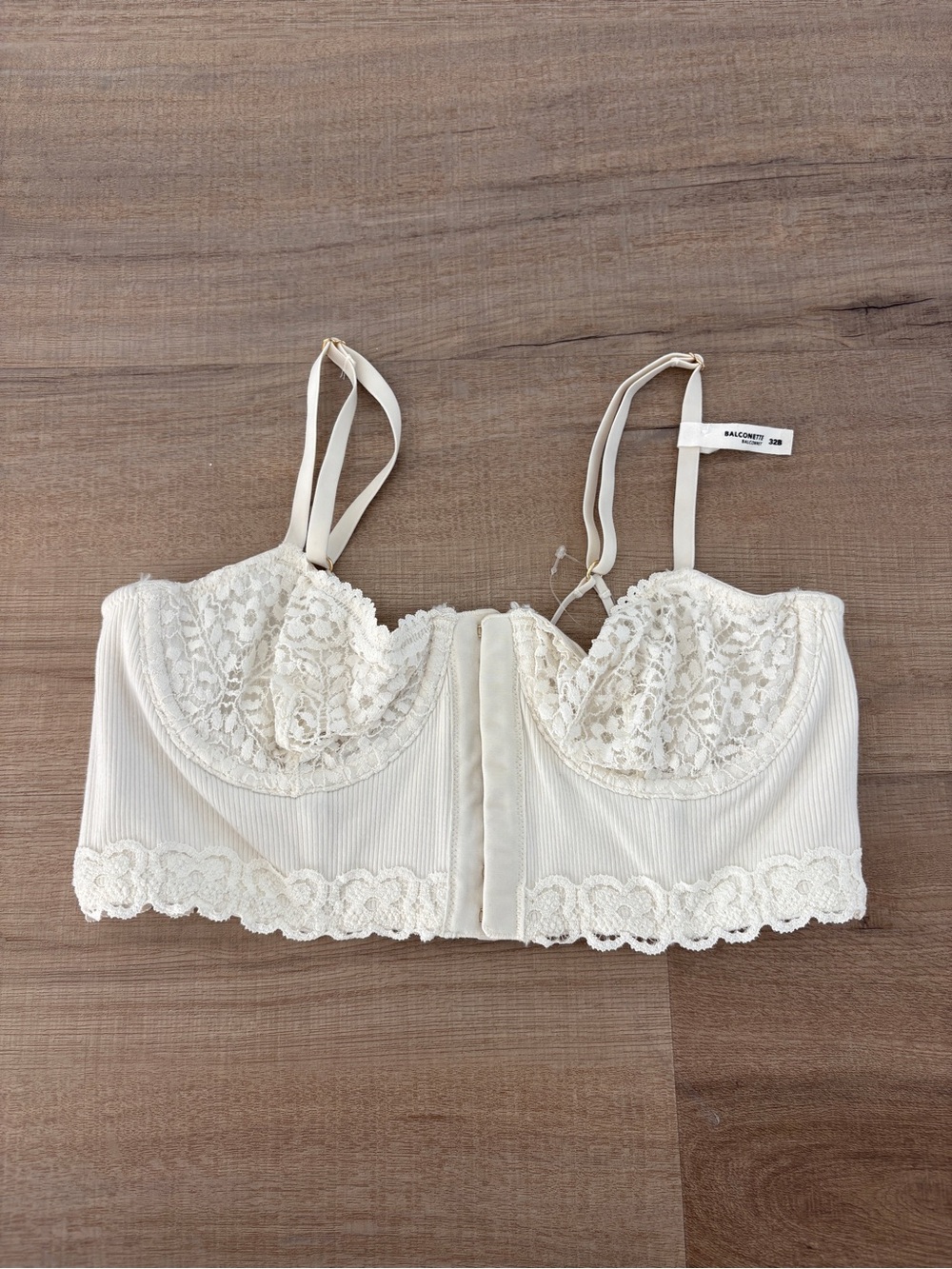 Balconette Lace Longline Bralette in Cream